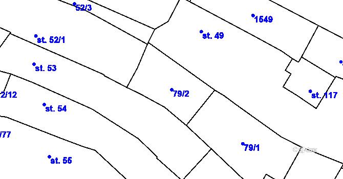 Parcela st. 79/2 v KÚ Řesanice, Katastrální mapa