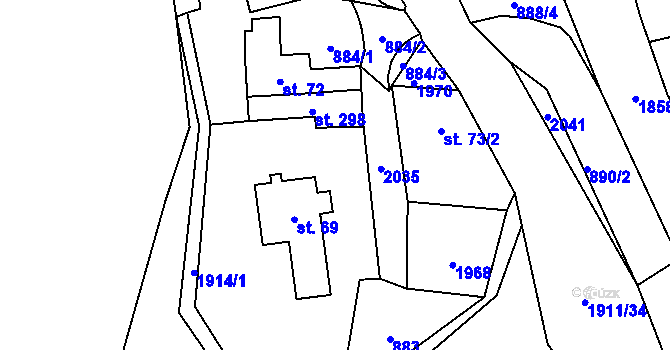 Parcela st. 73/1 v KÚ Kašava, Katastrální mapa