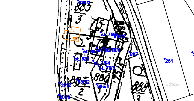 Parcela st. 75/1 v KÚ Kašava, Katastrální mapa