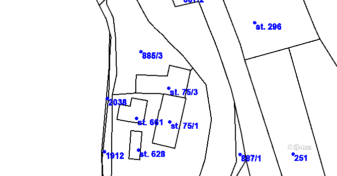 Parcela st. 75/3 v KÚ Kašava, Katastrální mapa