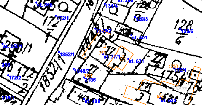 Parcela st. 77/1 v KÚ Kašava, Katastrální mapa