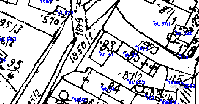 Parcela st. 83 v KÚ Kašava, Katastrální mapa