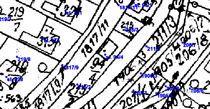 Parcela st. 94/4 v KÚ Kašava, Katastrální mapa