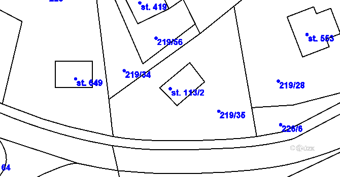 Parcela st. 113/2 v KÚ Kašava, Katastrální mapa