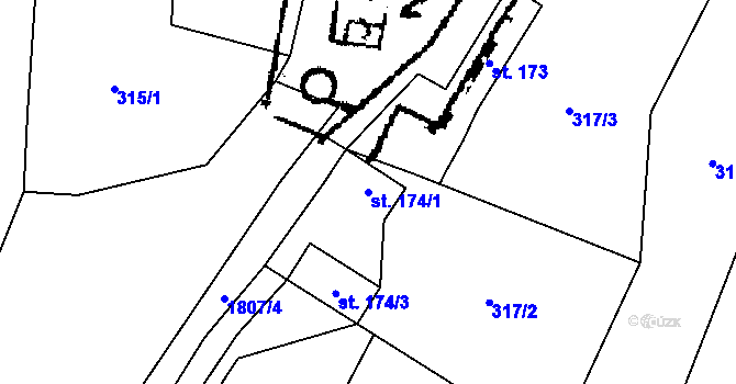Parcela st. 174/1 v KÚ Kašava, Katastrální mapa