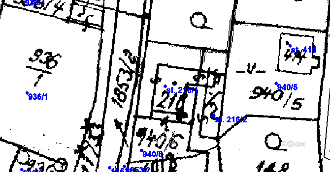 Parcela st. 216/1 v KÚ Kašava, Katastrální mapa