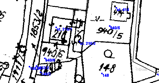 Parcela st. 216/2 v KÚ Kašava, Katastrální mapa