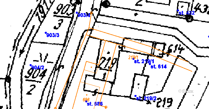 Parcela st. 219 v KÚ Kašava, Katastrální mapa