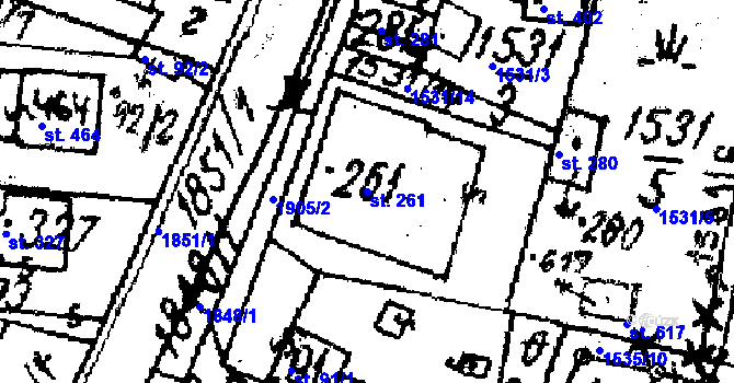 Parcela st. 261 v KÚ Kašava, Katastrální mapa