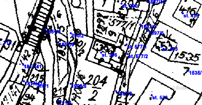 Parcela st. 396 v KÚ Kašava, Katastrální mapa