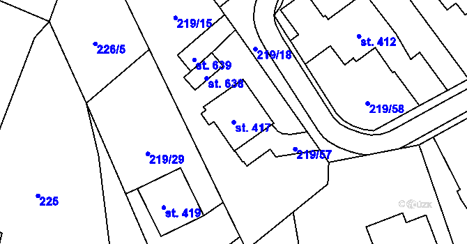 Parcela st. 417 v KÚ Kašava, Katastrální mapa