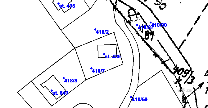 Parcela st. 436 v KÚ Kašava, Katastrální mapa