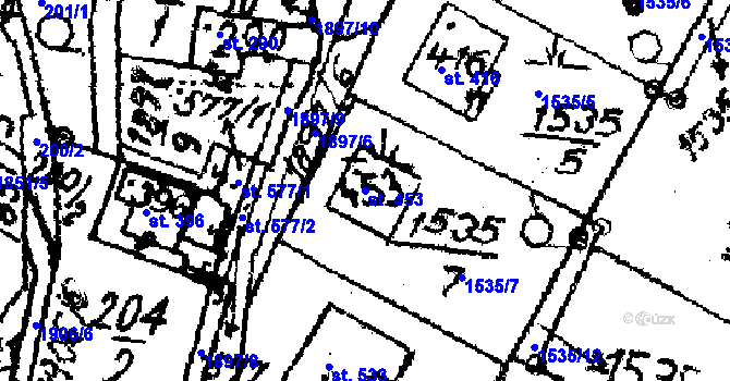 Parcela st. 453 v KÚ Kašava, Katastrální mapa