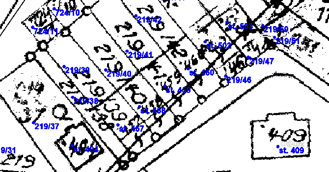 Parcela st. 459 v KÚ Kašava, Katastrální mapa