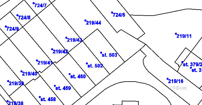 Parcela st. 503 v KÚ Kašava, Katastrální mapa