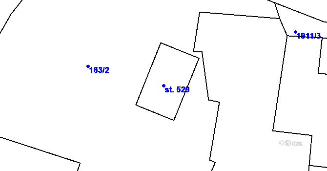 Parcela st. 529 v KÚ Kašava, Katastrální mapa