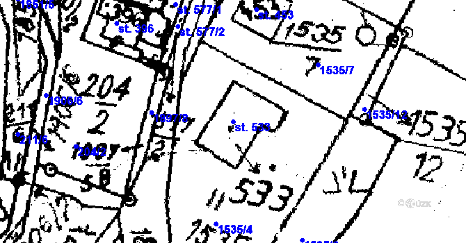 Parcela st. 533 v KÚ Kašava, Katastrální mapa