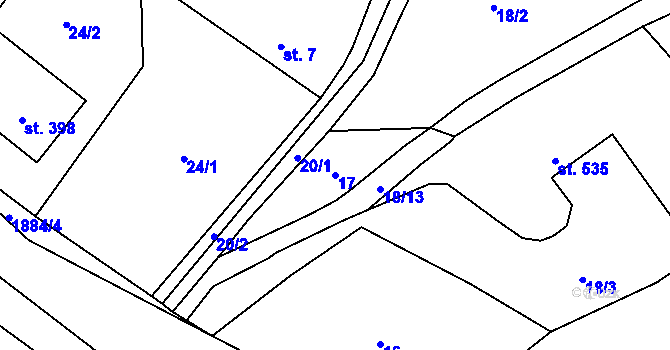 Parcela st. 17 v KÚ Kašava, Katastrální mapa