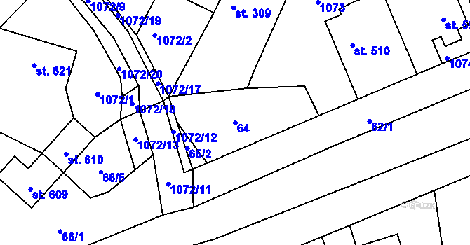 Parcela st. 64 v KÚ Kašava, Katastrální mapa