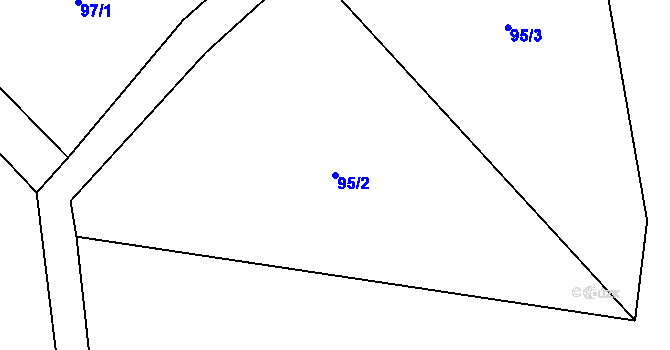 Parcela st. 95/2 v KÚ Kašava, Katastrální mapa