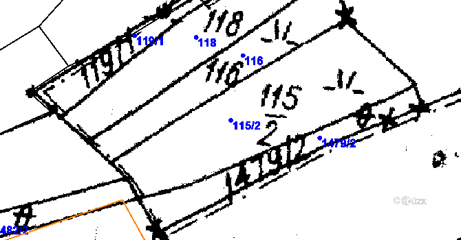 Parcela st. 115/2 v KÚ Kašava, Katastrální mapa