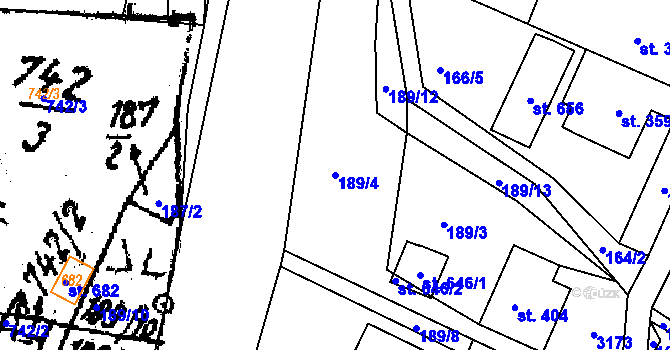 Parcela st. 189/4 v KÚ Kašava, Katastrální mapa