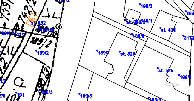 Parcela st. 189/7 v KÚ Kašava, Katastrální mapa