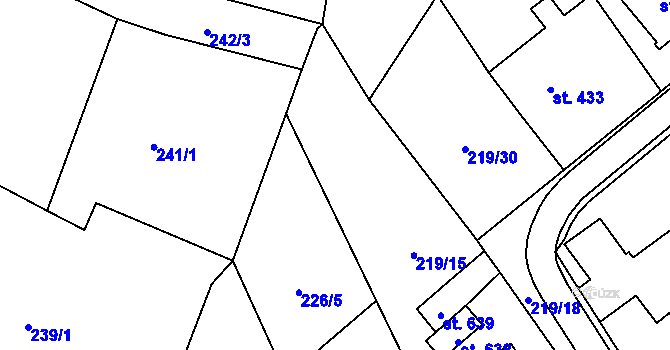 Parcela st. 219/32 v KÚ Kašava, Katastrální mapa