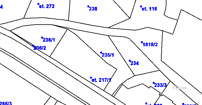 Parcela st. 235/1 v KÚ Kašava, Katastrální mapa
