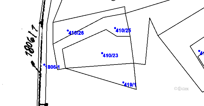 Parcela st. 410/23 v KÚ Kašava, Katastrální mapa
