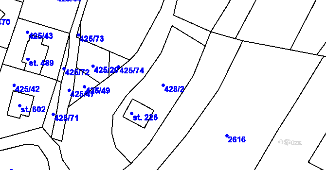 Parcela st. 428/2 v KÚ Kašava, Katastrální mapa