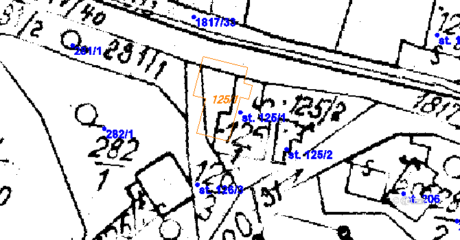 Parcela st. 125/1 v KÚ Kašava, Katastrální mapa