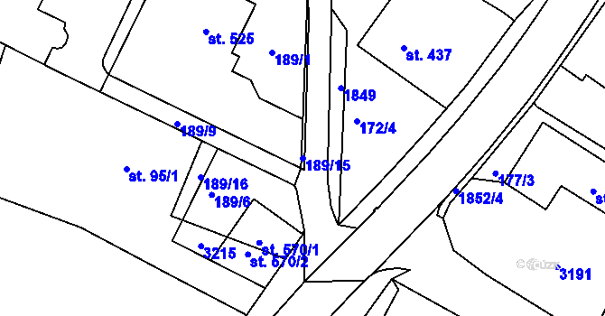 Parcela st. 189/15 v KÚ Kašava, Katastrální mapa