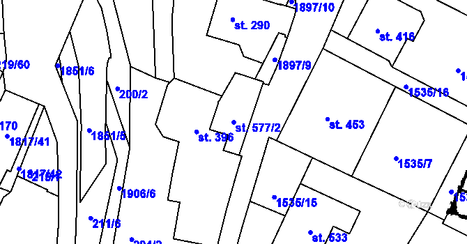 Parcela st. 577/2 v KÚ Kašava, Katastrální mapa
