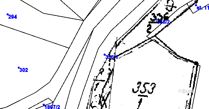 Parcela st. 336/1 v KÚ Kašava, Katastrální mapa