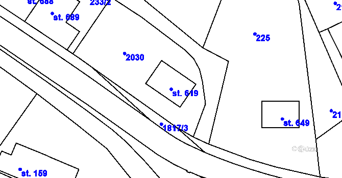 Parcela st. 619 v KÚ Kašava, Katastrální mapa