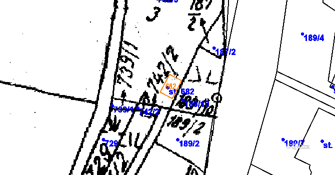 Parcela st. 682 v KÚ Kašava, Katastrální mapa