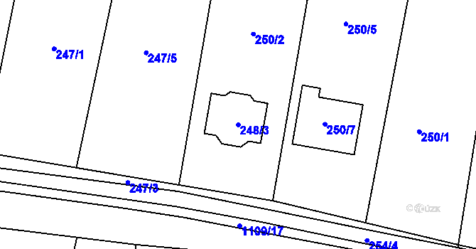 Parcela st. 248/3 v KÚ Kašnice, Katastrální mapa