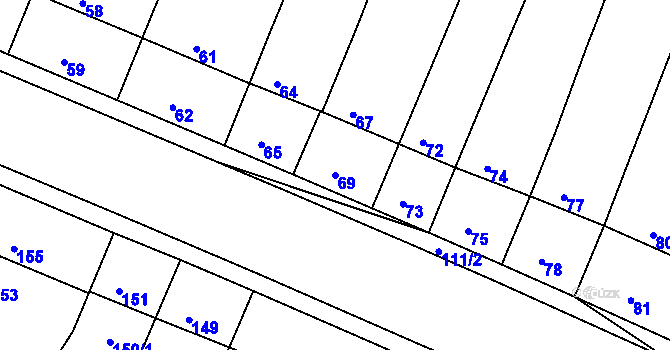 Parcela st. 69 v KÚ Kašnice, Katastrální mapa