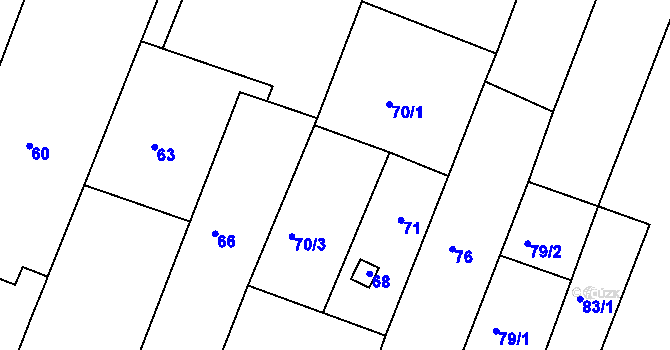 Parcela st. 70/2 v KÚ Kašnice, Katastrální mapa