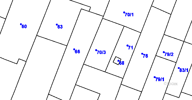 Parcela st. 70/3 v KÚ Kašnice, Katastrální mapa