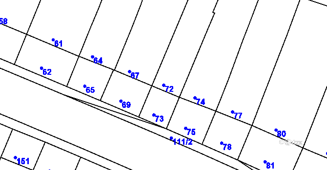 Parcela st. 72 v KÚ Kašnice, Katastrální mapa