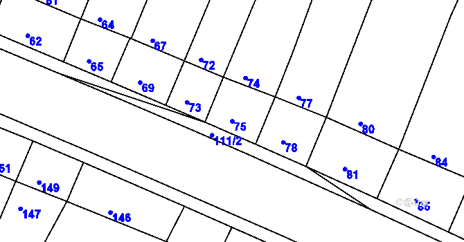 Parcela st. 75 v KÚ Kašnice, Katastrální mapa