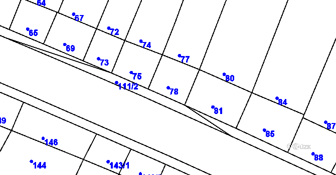 Parcela st. 78 v KÚ Kašnice, Katastrální mapa