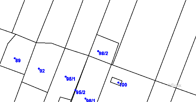 Parcela st. 98/2 v KÚ Kašnice, Katastrální mapa