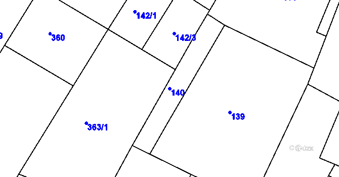 Parcela st. 140 v KÚ Kašnice, Katastrální mapa