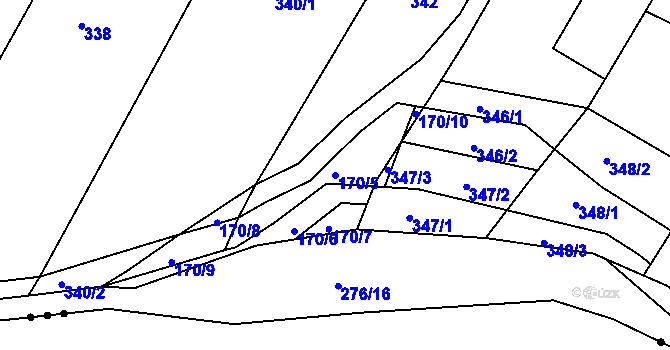 Parcela st. 170/5 v KÚ Kašnice, Katastrální mapa