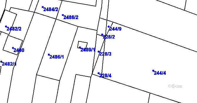 Parcela st. 228/3 v KÚ Kašnice, Katastrální mapa
