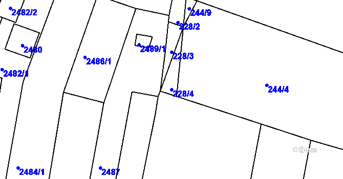 Parcela st. 228/4 v KÚ Kašnice, Katastrální mapa