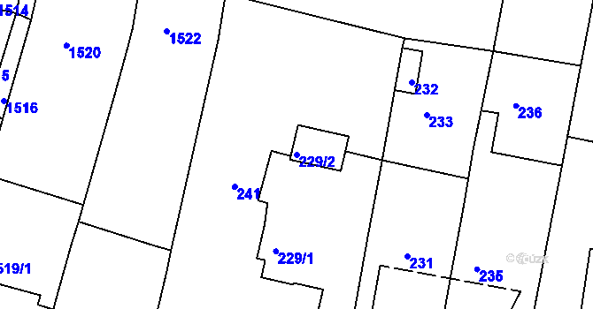Parcela st. 229/2 v KÚ Kašnice, Katastrální mapa